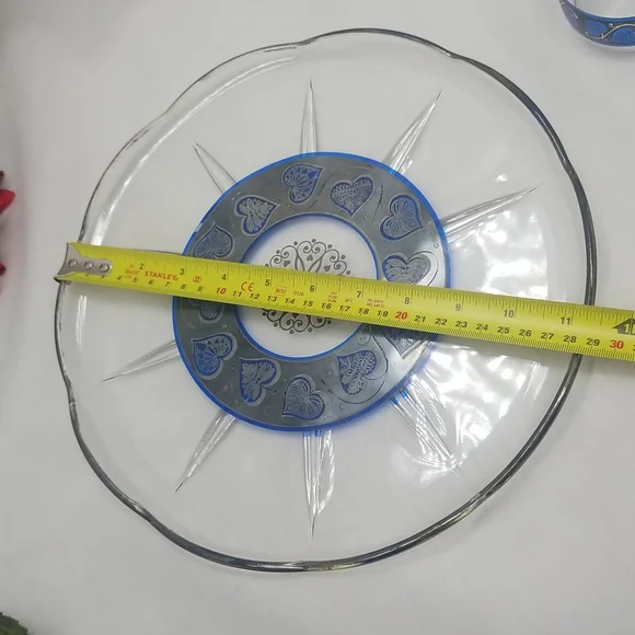 Culver Glass Mid Century Modern Blue Hearts Bar Set - Picture 4 of 16